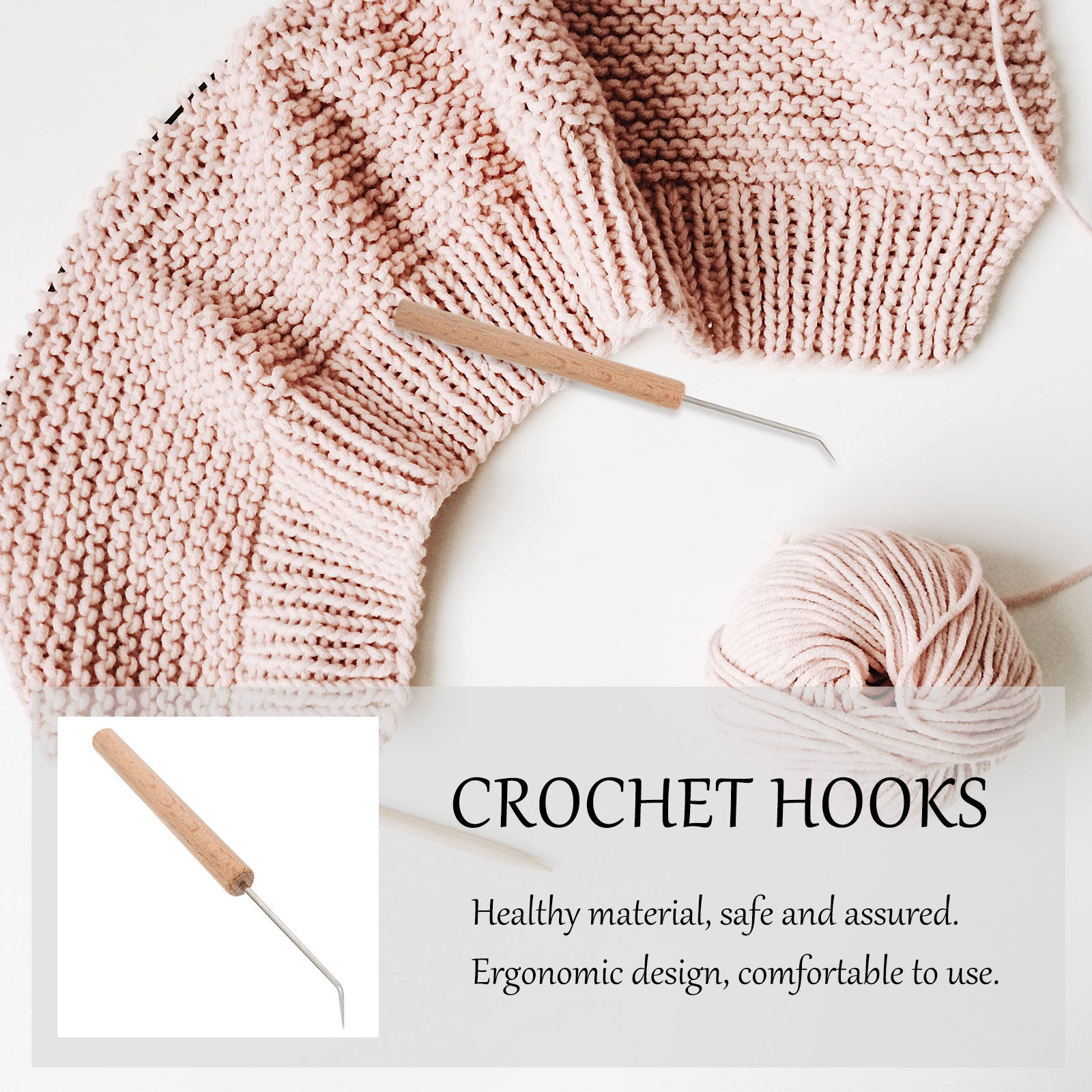 Wooden Crochet Hooks Ergonomic Handle - 나무 손잡이가 달린 크로셰 바늘, 인체공학적