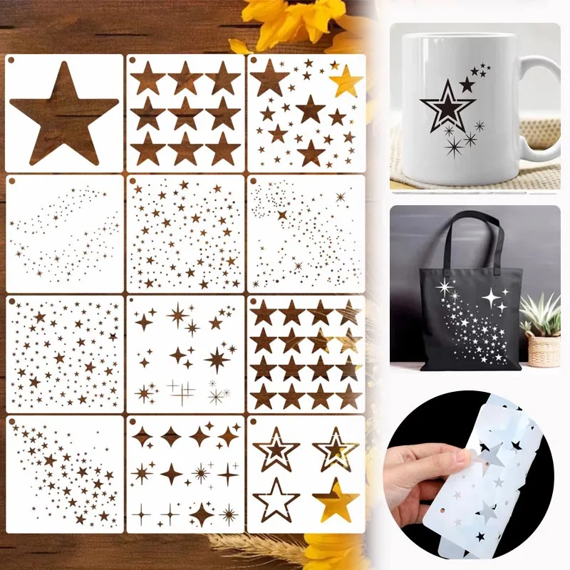 Scrapbooking - 1~5개 세트의 반짝이는 별 모양 스텐실