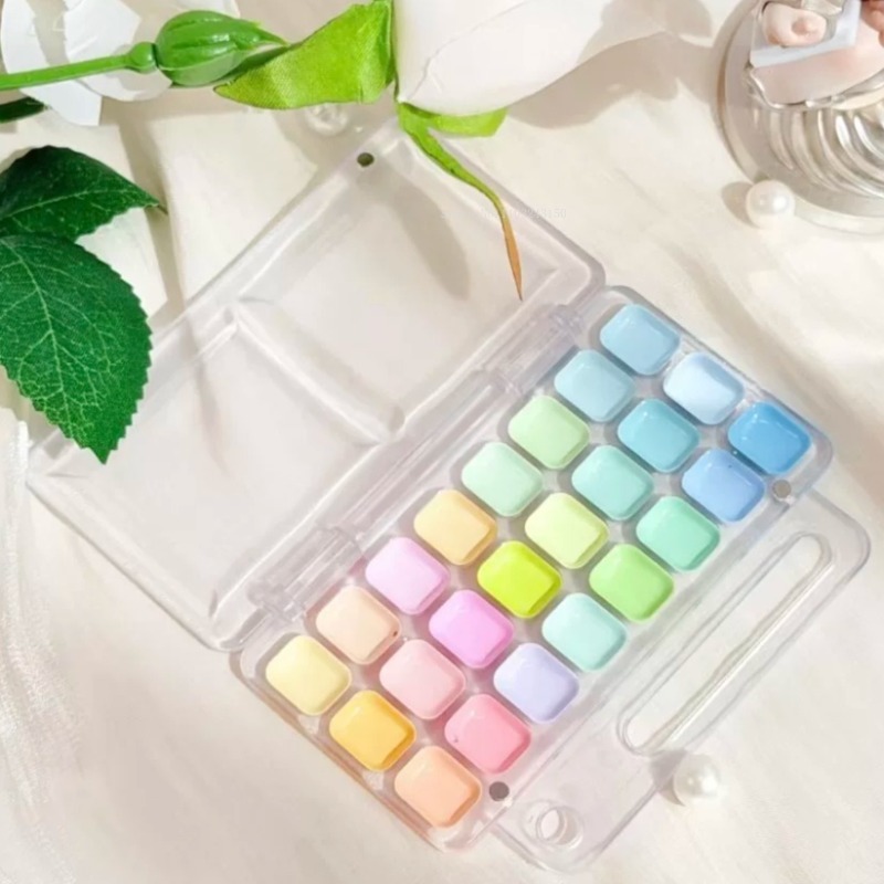 Watercolor Paint Set Solid Pigment - 18/24색상, 전문가용, 반건조, 불투명, 고체 수채