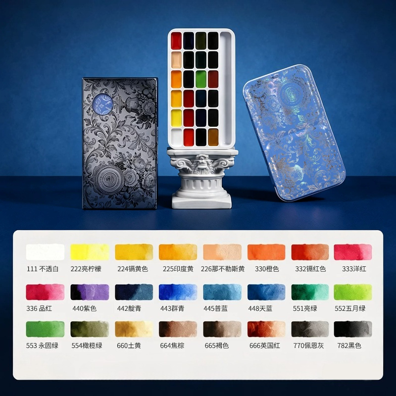 루벤스 24색 1ml 고체 수채 물감 세트, 휴대용 수 - Watercolor Paint Set Solid Pigment 리뷰 및 가격