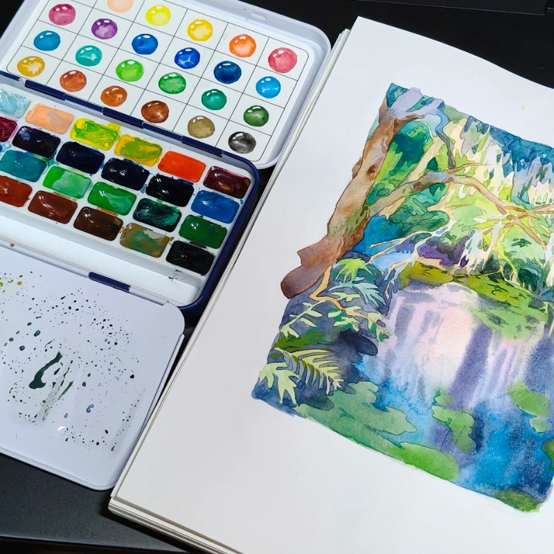 루벤스 24색 1ml 고체 수채 물감 세트, 휴대용 수 - Watercolor Paint Set Solid Pigment 리뷰 및 가격