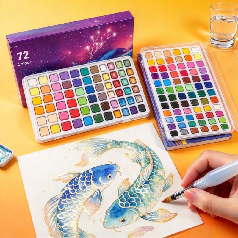 다채로운 색상(48/60/72색)의 고체 및 진주광택  - Watercolor Paint Set Solid Pigment 리뷰 및 가격