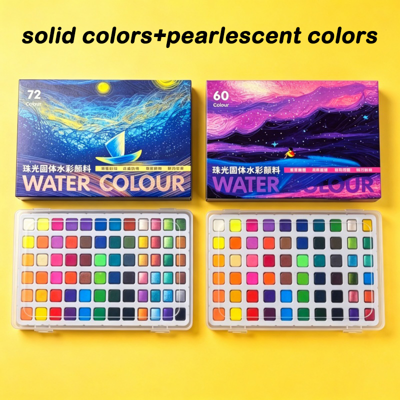 다채로운 색상(48/60/72색)의 고체 및 진주광택  - Watercolor Paint Set Solid Pigment 리뷰 및 가격