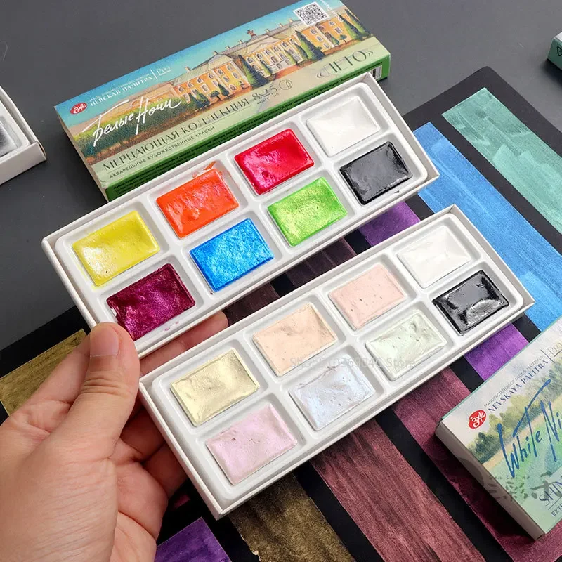 화이트 나이트 마스터 솔리드 수채화 안료 8 색 진주  - Watercolor Paint Set Solid Pigment 리뷰 및 가격