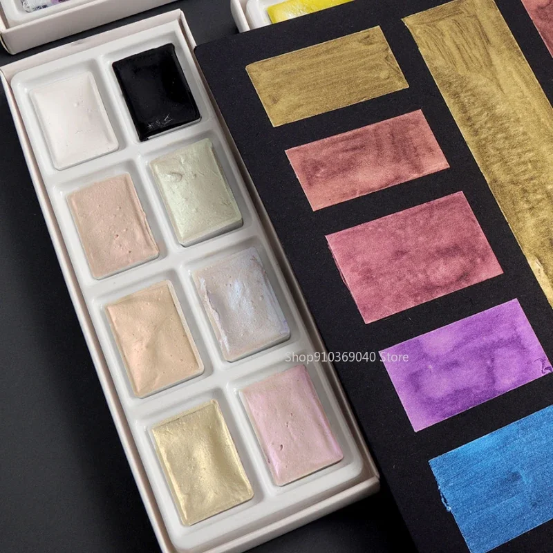 화이트 나이트 마스터 솔리드 수채화 안료 8 색 진주  - Watercolor Paint Set Solid Pigment 리뷰 및 가격