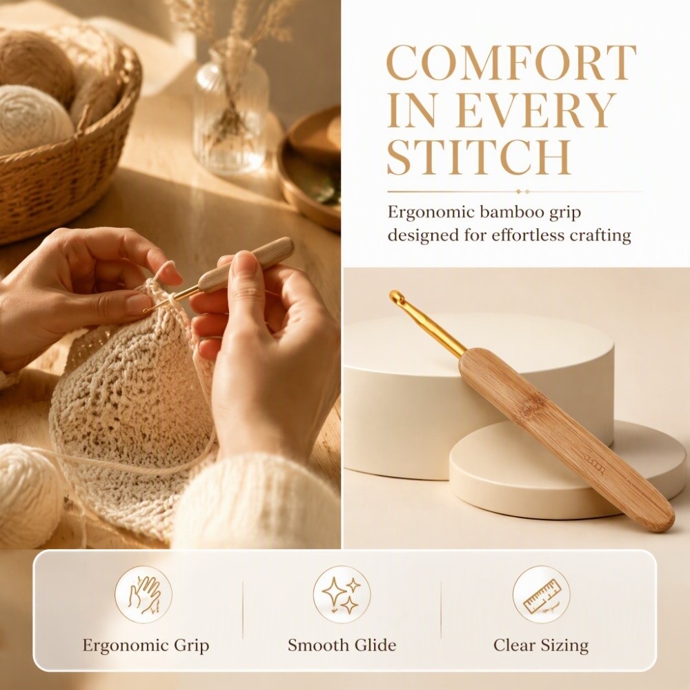 8개 세트, 2.5~6mm 크기의 크로셰 바늘, 금색  - Wooden Crochet Hooks Ergonomic Handle 리뷰 및 가격