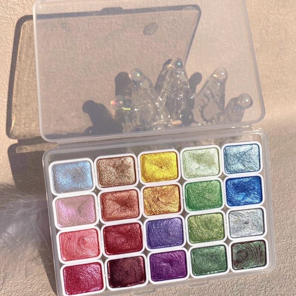 고농축 금속성 수채 물감 세트, 진주 광택 안료, 전통 - Watercolor Paint Set Solid Pigment 리뷰 및 가격