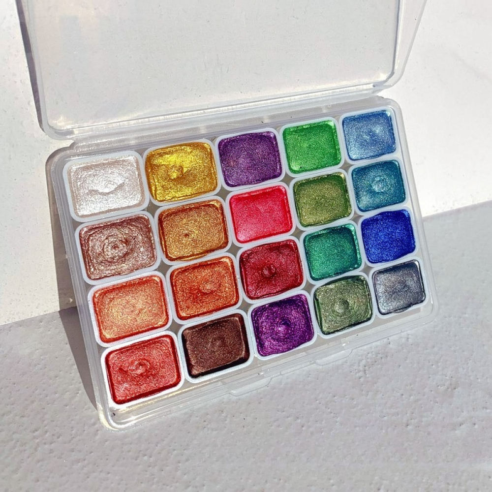 고농축 금속성 수채 물감 세트, 진주 광택 안료, 전통 - Watercolor Paint Set Solid Pigment 리뷰 및 가격