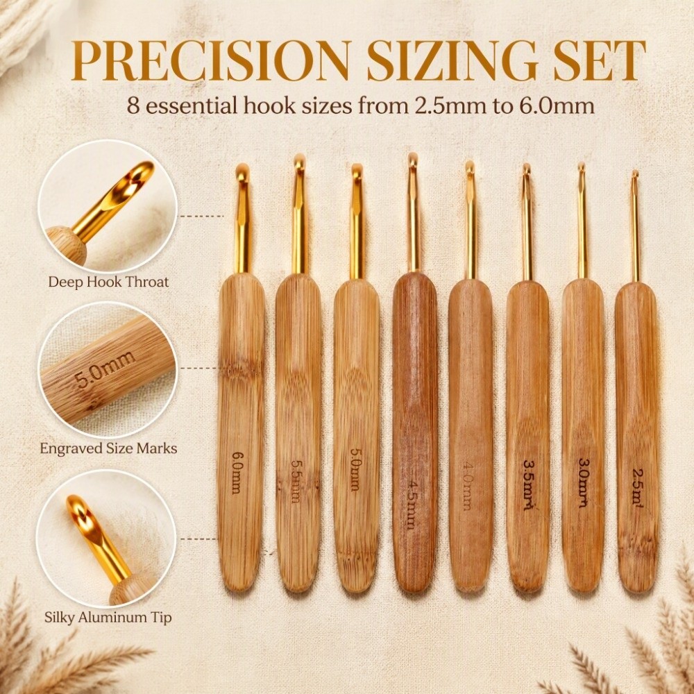 인체공학적 디자인의 2.5~6mm 크기 코바늘 8개 세 - Wooden Crochet Hooks Ergonomic Handle 리뷰 및 가격