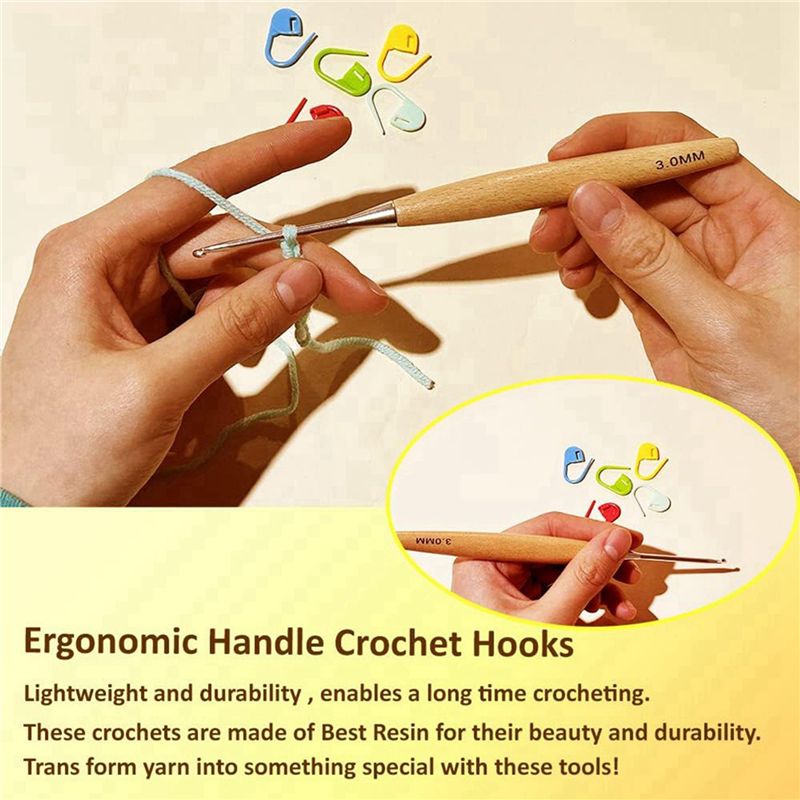 M12K-40개 세트, 3.0mm~6.5mm 크기의 나 - Wooden Crochet Hooks Ergonomic Handle 리뷰 및 가격