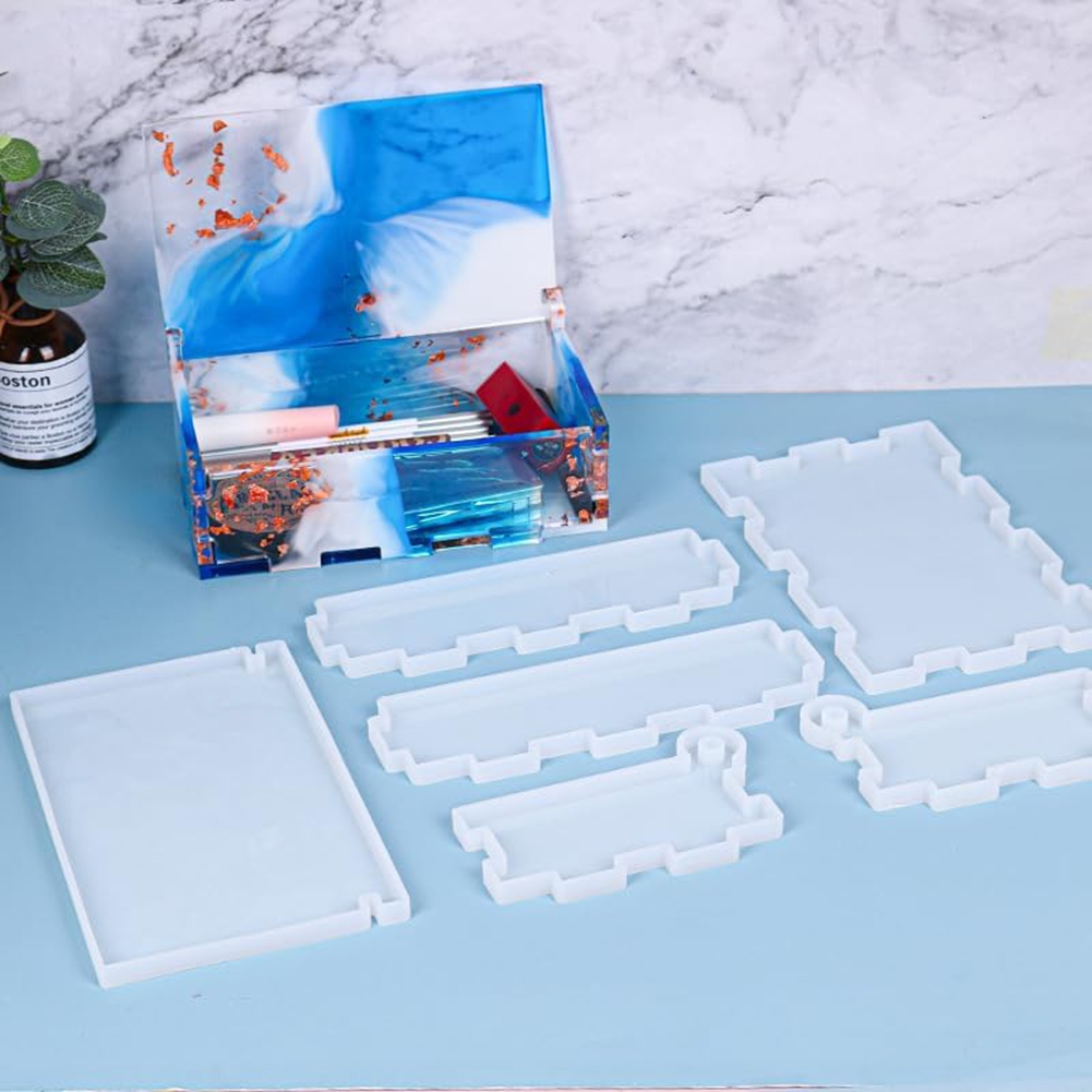 A98E-레진 몰드 실리콘, 뚜껑이 있는 수납함용 실리 - Silicone Epoxy Resin Molds Set 리뷰 및 가격